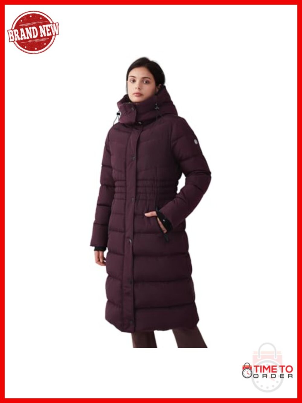 Women's Insulated Vegan Down Long Parka Jacket with Hood Winter Coat